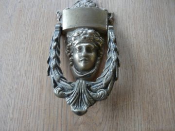 Vintage Antique Solid Brass Bacchus Dionysus Greek God Of Wine Face Door Knocker 