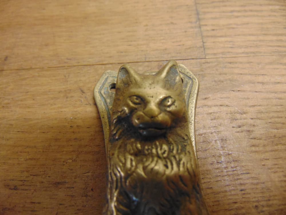 Brass Cat Door Knocker - D638-0121 Antique Door Knocker Company