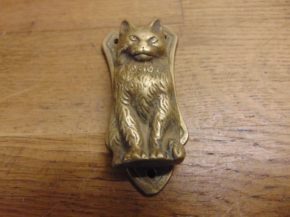 Brass Cat Door Knocker - D638-0121 Antique Door Knocker Company