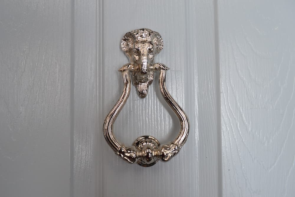 Rams Head Door Knocker Nickel Plated - RD041L - Antique Door knockers